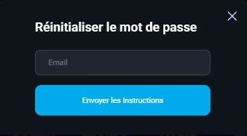 Écran de réinitialisation du mot de passe MyStake